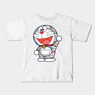 TAKASHI MURAKAMI DORAEMON IN THE FIELD OF FLOWERS Kids T-Shirt